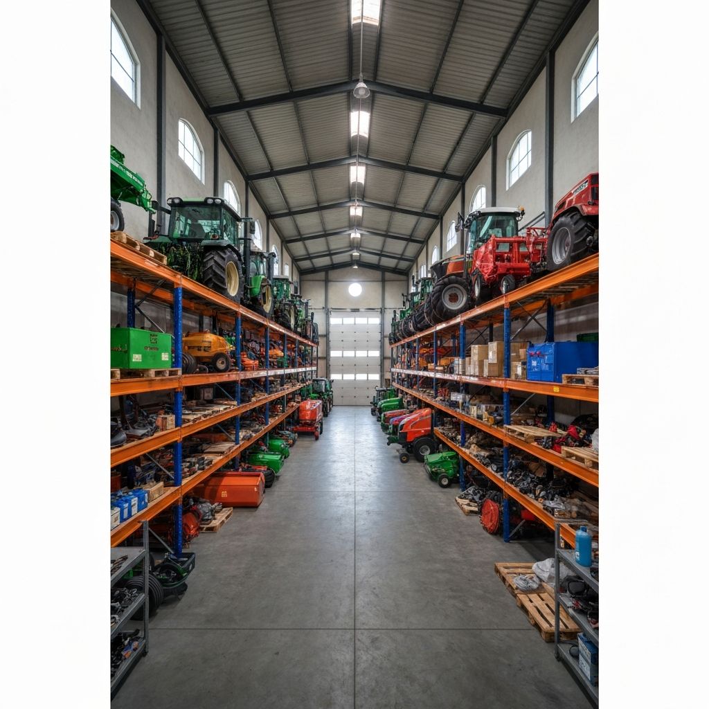 Galpão agrícola com maquinário